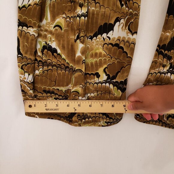 24/7 Comfort Green Multicolor Pattern Straight Wide Leg Stretchy Pants Size XL - Picture 5 of 12